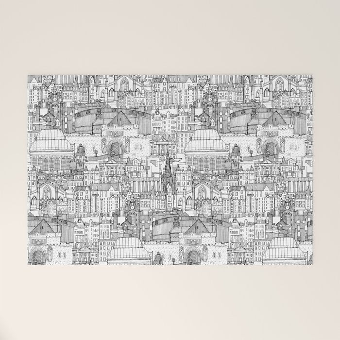 Edinburgh toile black white Welcome Mat Gallery Image 1