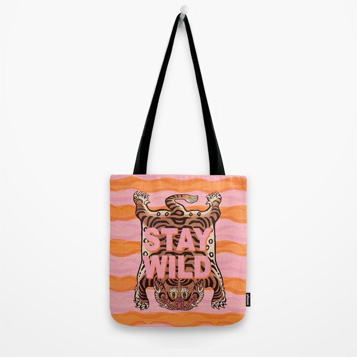 Tibetan Tiger // Stay Wild Color Wave Tote Bag Gallery Image 2