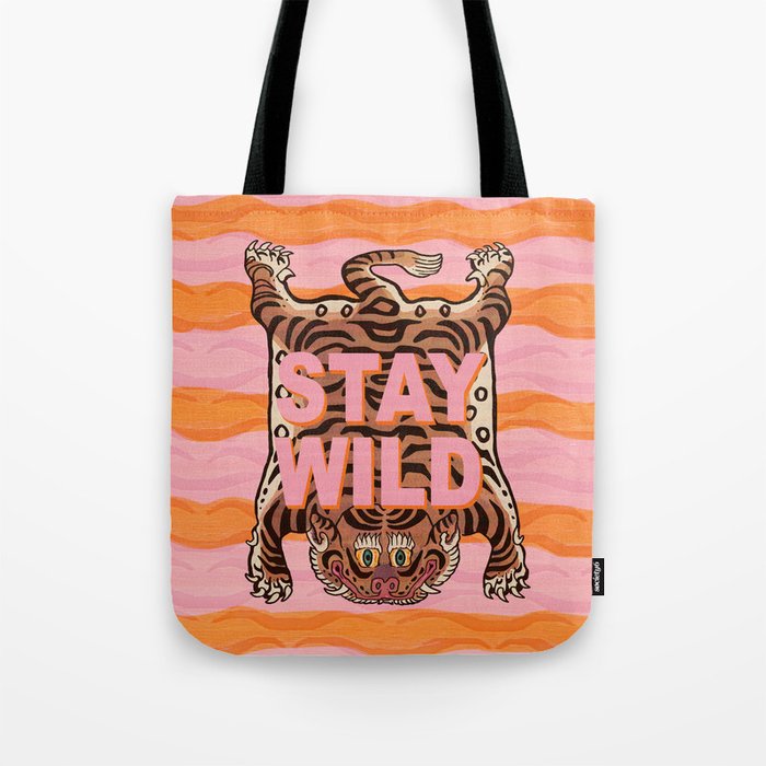Tibetan Tiger // Stay Wild Color Wave Tote Bag Gallery Image 1