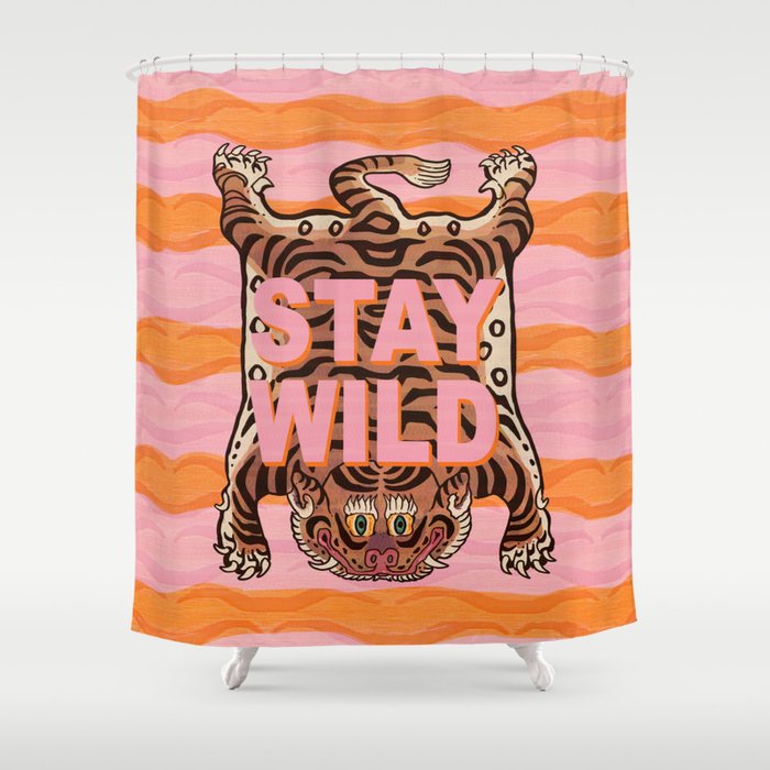 Tibetan Tiger // Stay Wild Color Wave Shower Curtain Gallery Image 1