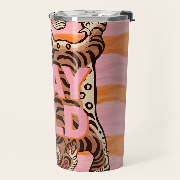 Tibetan Tiger // Stay Wild Color Wave Travel Mug Gallery Image 2