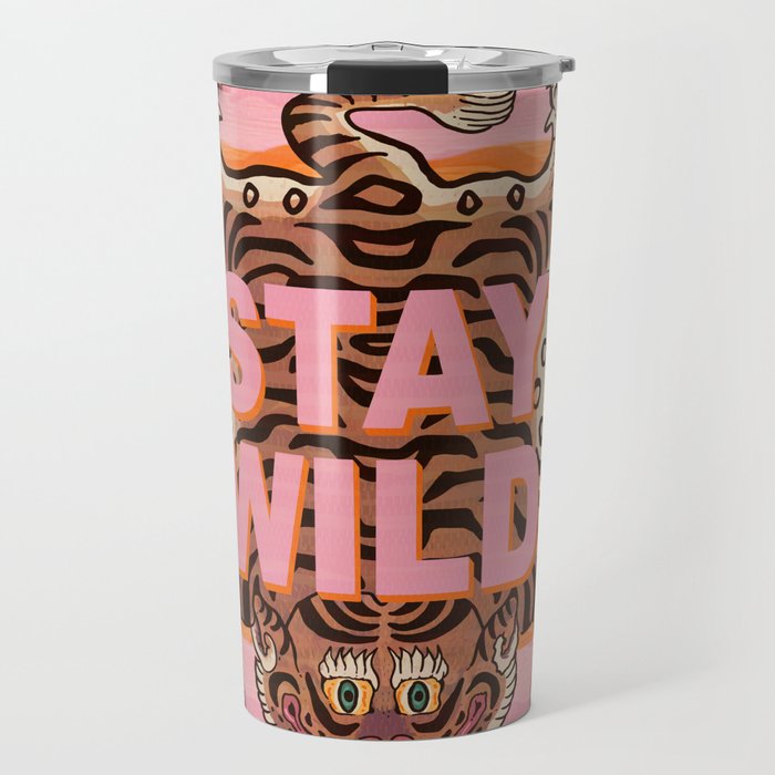 Tibetan Tiger // Stay Wild Color Wave Travel Mug Gallery Image 1