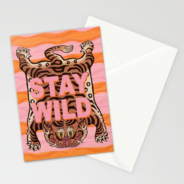 Tibetan Tiger // Stay Wild Color Wave Stationery Card Gallery Image 2