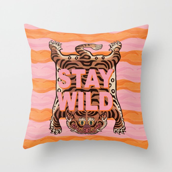 Tibetan Tiger // Stay Wild Color Wave Throw Pillow Gallery Image 6