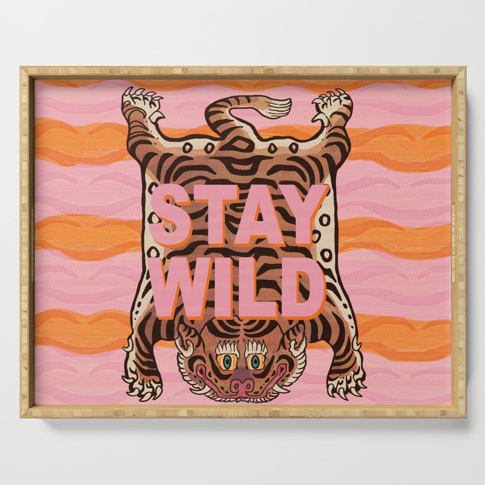 Tibetan Tiger // Stay Wild Color Wave Serving Tray Gallery Image 1