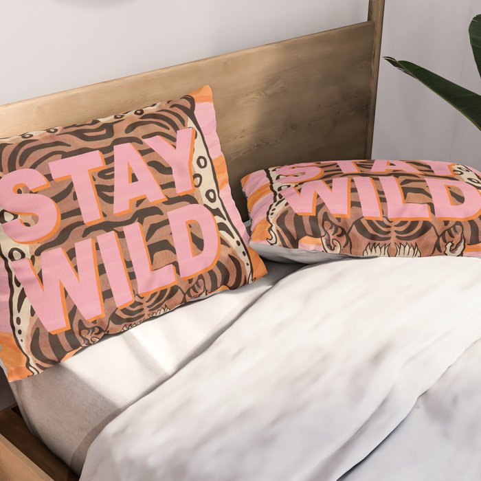 Tibetan Tiger // Stay Wild Color Wave Pillow Sham Gallery Image 2