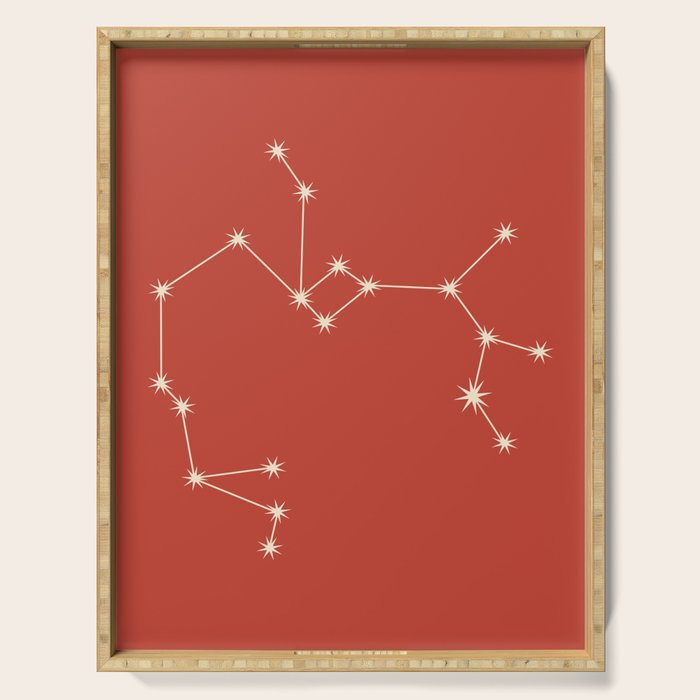 Sagittarius Zodiac Star Constellation Line Art Red Serving Tray Gallery Image 1