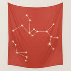 Sagittarius Zodiac Star Constellation Line Art Red Wall Tapestry Gallery Image 4