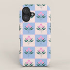 Checkerboard Abstract Flowers iPhone Case Gallery Image 1