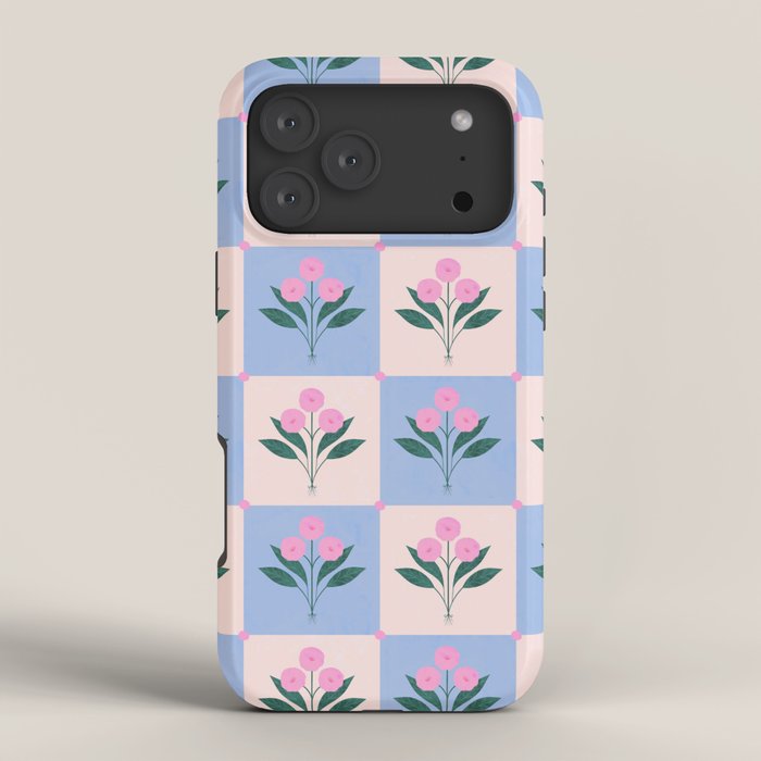 Checkerboard Abstract Flowers iPhone Case Gallery Image 4