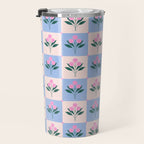 Checkerboard Abstract Flowers Travel Mug Gallery Image 3