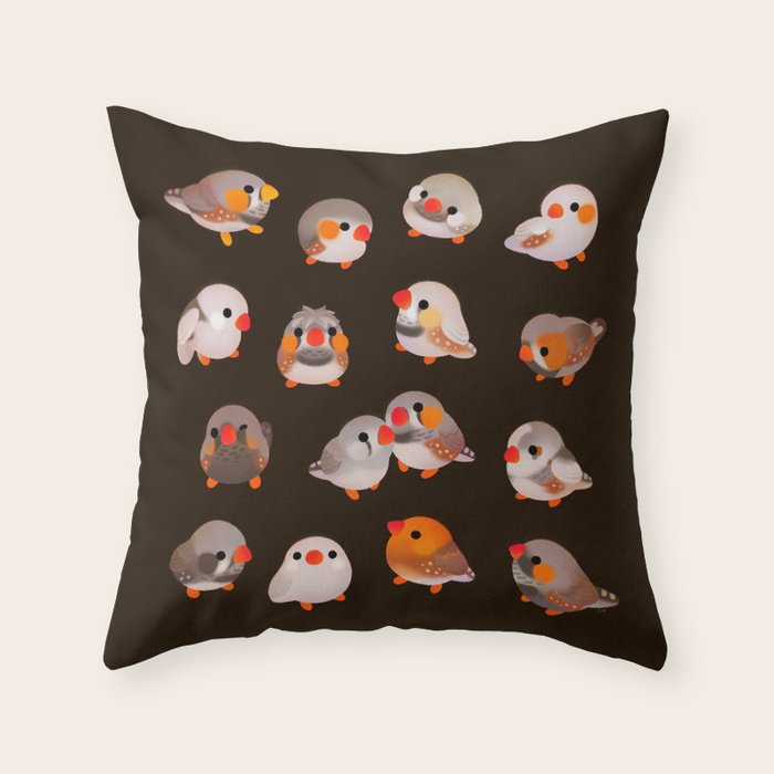 Zebra finch - dark Throw Pillow Gallery Image 6