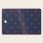 Red Swiss Cross Pattern on Navy Blue background Cutting Board Gallery Image 1