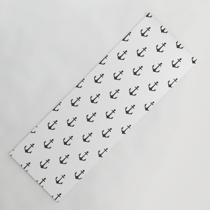 Simple black white modern nautical anchor Yoga Mat Gallery Image 1