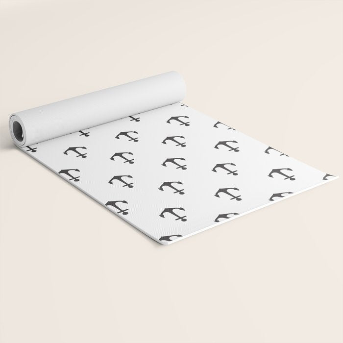 Simple black white modern nautical anchor Yoga Mat Gallery Image 2