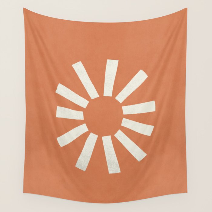 Sun Line Minimalist - Orange Wall Tapestry Gallery Image 1