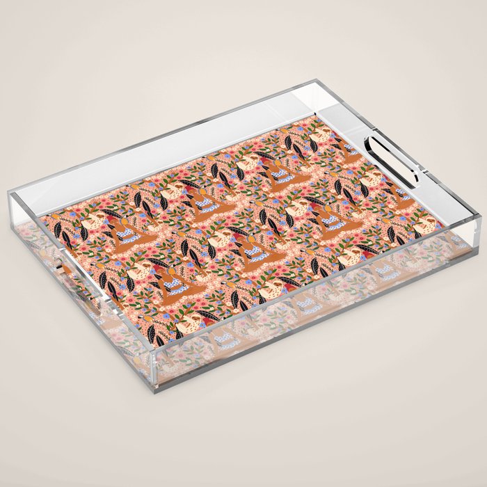 Yoga Plant Woman Portrait Acrylic Tray Gallery Image 1