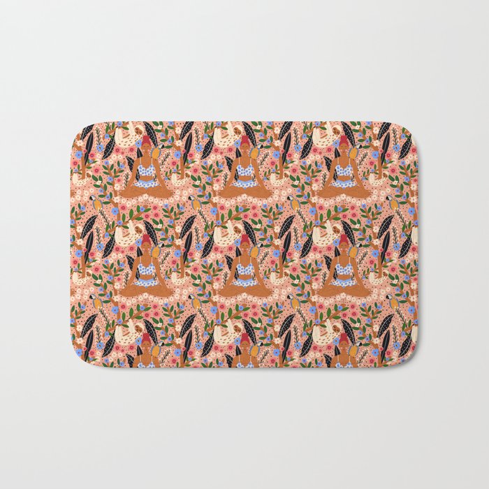 Yoga Plant Woman Portrait Bath Mat Gallery Image 1