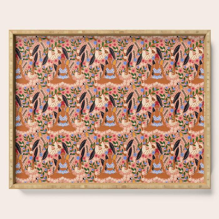 Yoga Plant Woman Portrait Serving Tray Gallery Image 1