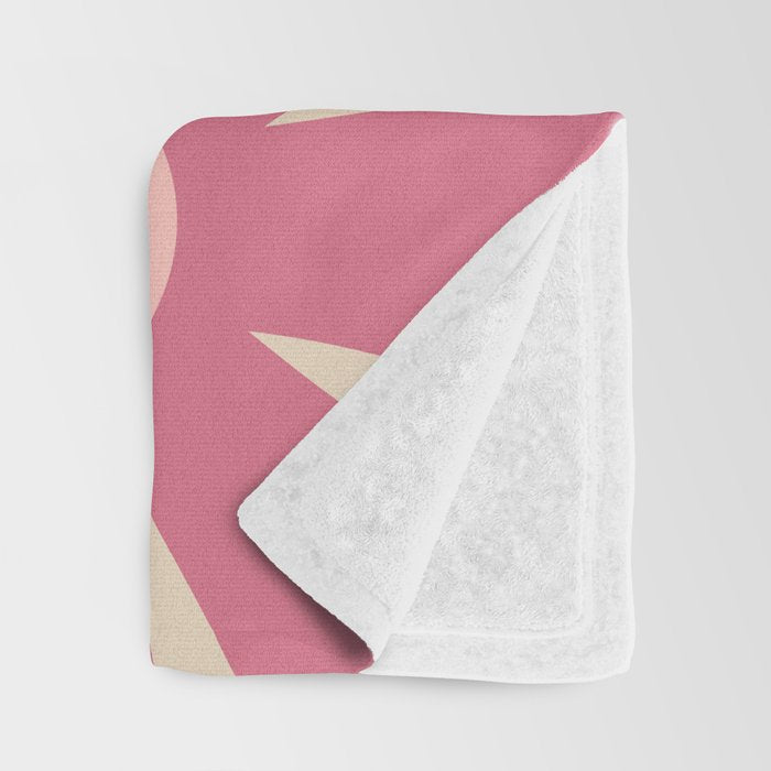 Retro 60s 70s Flowers Thulian Pink Orange Cream Pattern Throw Blanket Gallery Image 3