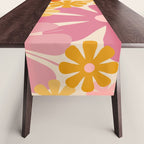Retro 60s 70s Flowers Thulian Pink Orange Cream Pattern Table Runner Gallery Image 1