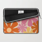 Retro 60s 70s Flowers Thulian Pink Orange Cream Pattern Laptop Sleeve Gallery Image 2