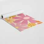 Retro 60s 70s Flowers Thulian Pink Orange Cream Pattern Yoga Mat Gallery Image 2