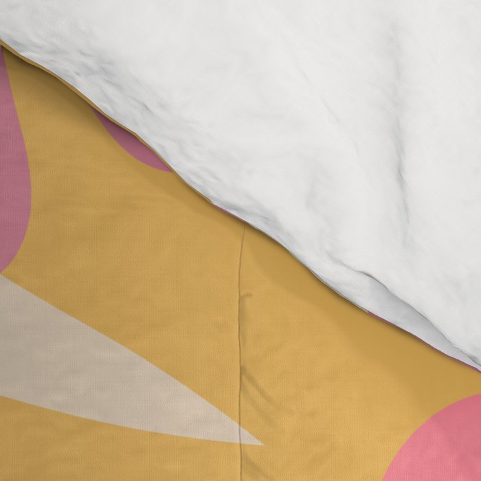 Retro 60s 70s Flowers Thulian Pink Orange Cream Pattern Comforter Gallery Image 4