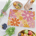 Retro 60s 70s Flowers Thulian Pink Orange Cream Pattern Cutting Board Gallery Image 2
