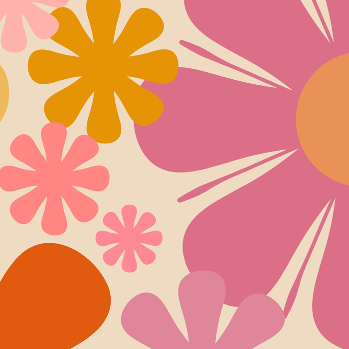 Retro 60s 70s Flowers Thulian Pink Orange Cream Pattern Coffee Mug Gallery Image 2