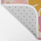 Retro 60s 70s Flowers Thulian Pink Orange Cream Pattern Bath Mat Gallery Image 2