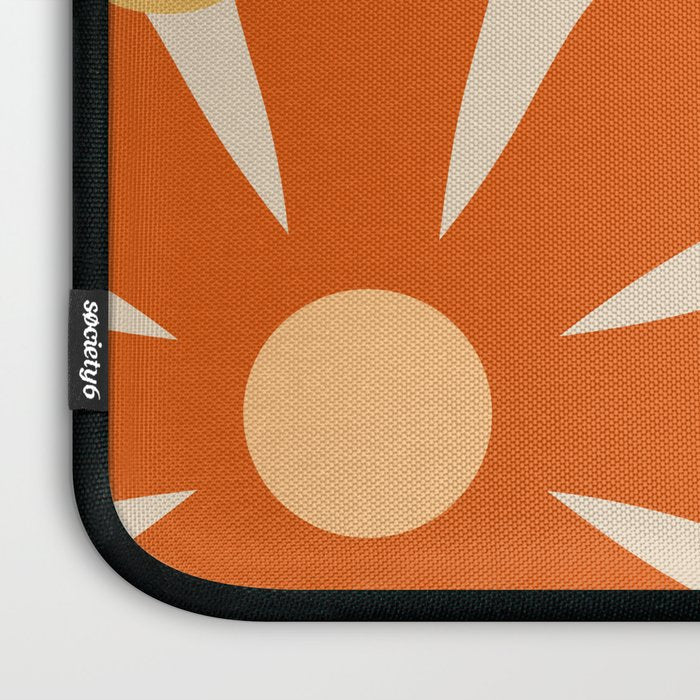 Retro 60s 70s Flowers Thulian Pink Orange Cream Pattern Laptop Sleeve Gallery Image 3