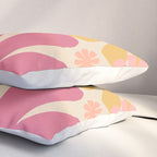 Retro 60s 70s Flowers Thulian Pink Orange Cream Pattern Pillow Sham Gallery Image 3