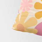 Retro 60s 70s Flowers Thulian Pink Orange Cream Pattern Pillow Sham Gallery Image 4