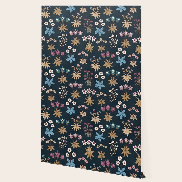 Romantic Botanica - Tapestry Bouquet in Navy Wallpaper Gallery Image 2