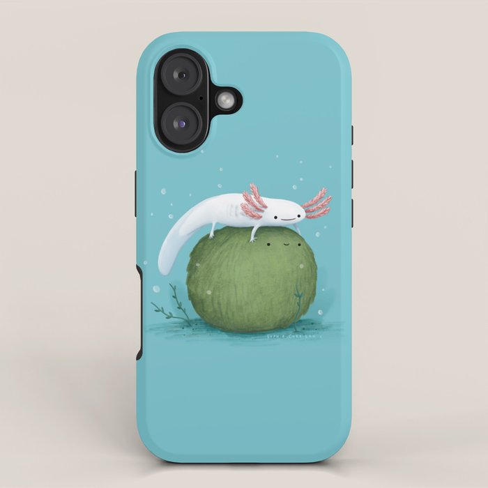 Axolotl on a Mossball iPhone Case Gallery Image 1