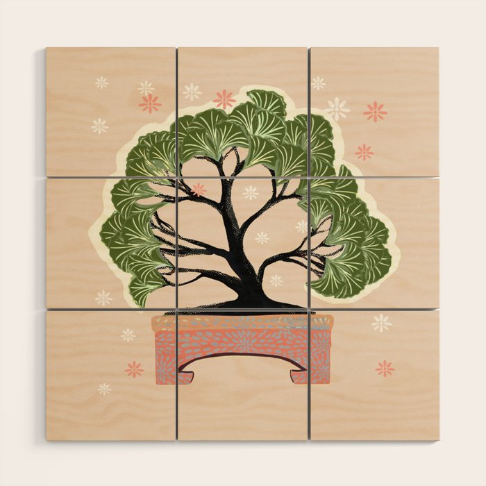 Bonsai in Pink and Green Wood Wall Art Gallery Image 1
