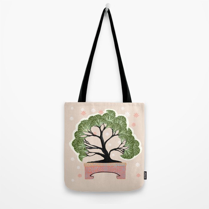 Bonsai in Pink and Green Tote Bag Gallery Image 2
