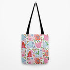 Winter Forest Woodland Animals in Pink & Blue Tote Bag Gallery Image 2