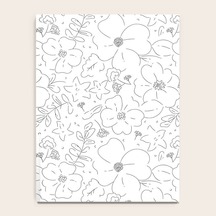 Black and white flower art pattern Notebook Gallery Image 4