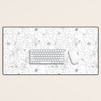 Black and white flower art pattern Desk Mat Gallery Image 1