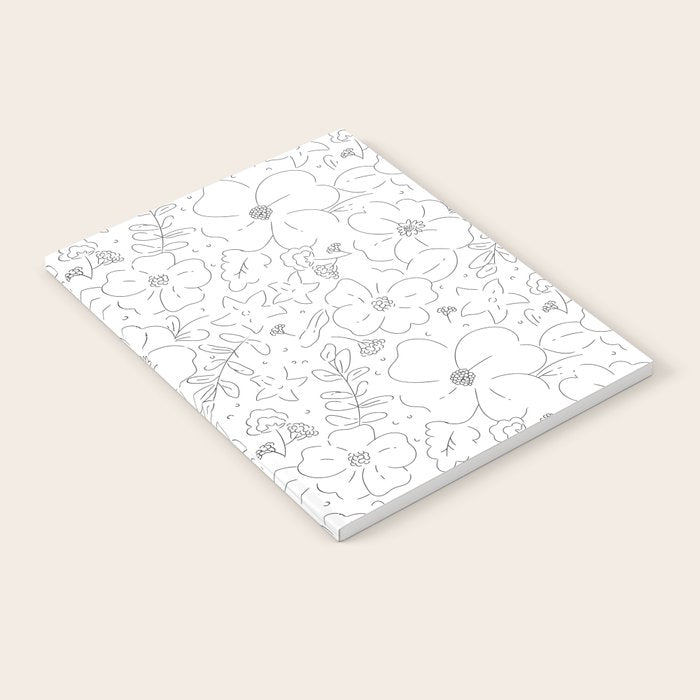 Black and white flower art pattern Notebook Gallery Image 2