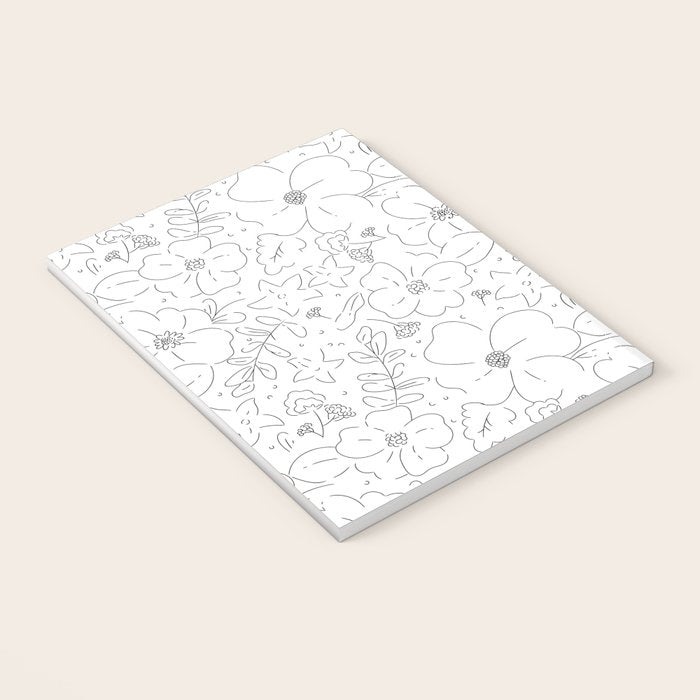 Black and white flower art pattern Notebook Gallery Image 3