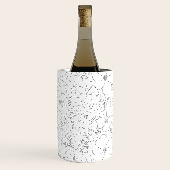 Black and white flower art pattern Wine Chiller Gallery Image 2