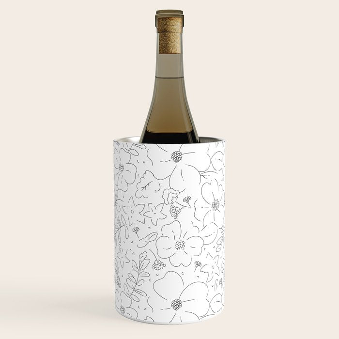 Black and white flower art pattern Wine Chiller Gallery Image 3