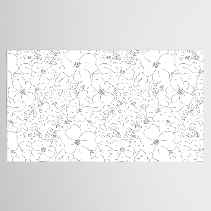 Black and white flower art pattern Tablecloth Gallery Image 2
