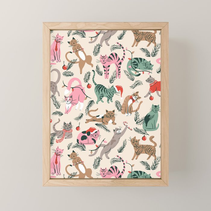 Silly Christmas Cats Mini Art Print Gallery Image 1