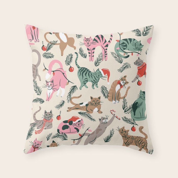 Silly Christmas Cats Throw Pillow Gallery Image 6