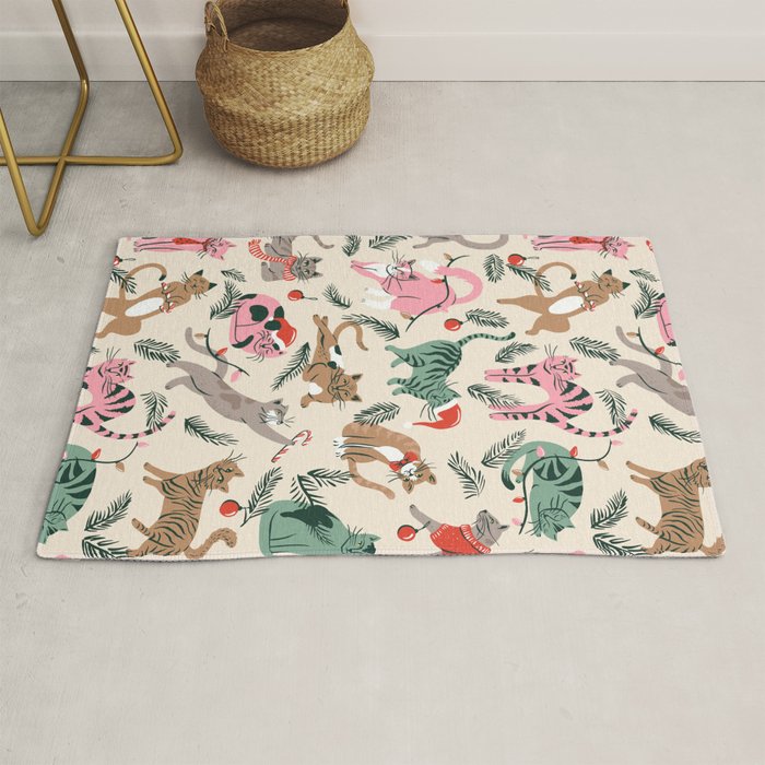Silly Christmas Cats Rug Gallery Image 1