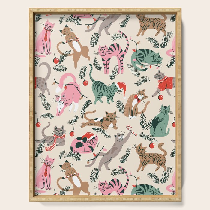 Silly Christmas Cats Serving Tray Gallery Image 1